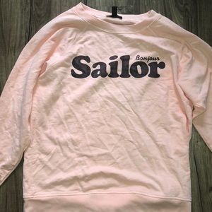 pink j crew bonjour sailor sweatshirt